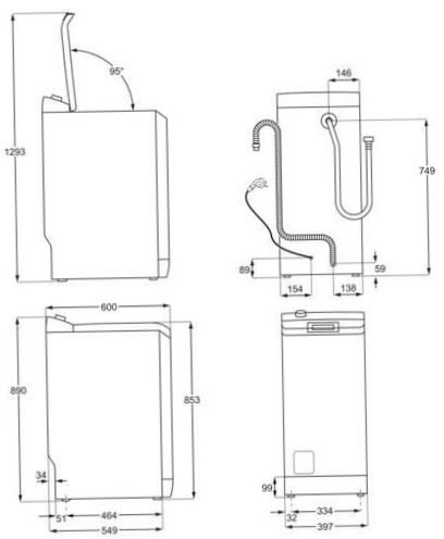 Lavatrice Electrolux EW7T3R362 - caratteristiche del design: apertura della porta a 180 gradi